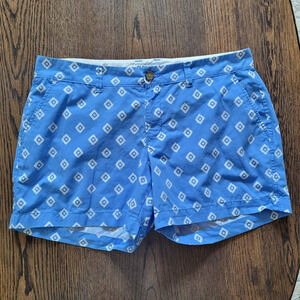 Old Navy Blue & White Diamond Pattern Cotton Chino Shorts Women's Size 8
